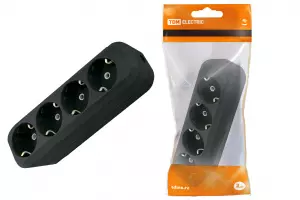 ЭЛМАКС - Колодка розеточная 4 гнезда 2П+3 16А 250В черная TDM элмакс, электротехника, кабель, светотехника, elmax.pro