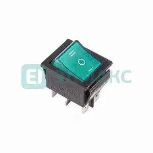 ЭЛМАКС - Выключатель клавишный 250V 15А (6с) ON-OFF-ON зеленый с подсветкой и нейтралью REXANT элмакс, электротехника, кабель, светотехника, elmax.pro