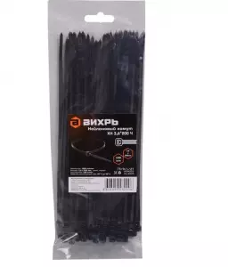 ЭЛМАКС - Хомут нейлоновый 3,6*200 Ч (100шт) Вихрь элмакс, электротехника, кабель, светотехника, elmax.pro