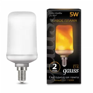 ЭЛМАКС - Лампа Gauss LED T65 Flame 5W E14 20-80lm 1500K 1/10/100 элмакс, электротехника, кабель, светотехника, elmax.pro