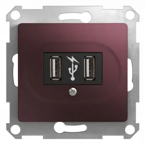 ЭЛМАКС - GLOSSA USB РОЗЕТКА, 5В /1400 мА, 2 х 5В /700 мА, механизм, БАКЛАЖАНОВЫЙ элмакс, электротехника, кабель, светотехника, elmax.pro