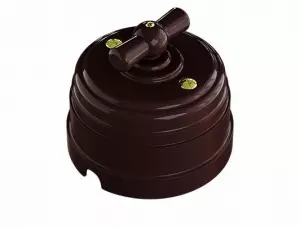 ЭЛМАКС - Выключатель пластик поворот. на 2 пол., для включения из 2-х мест (1-кл. проходной), IP 20, корич элмакс, электротехника, кабель, светотехника, elmax.pro