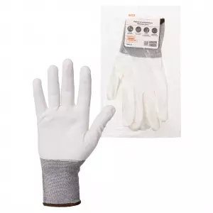 Перчатки полиамидные "Контакт-Сенс", полиуретановое покрытие, 9, 15 кл., 29-31 г, 1 пара, TDM