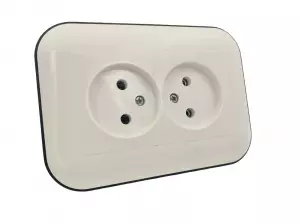 розетка 2 поста OVIVO Loft без заземления белый/черный