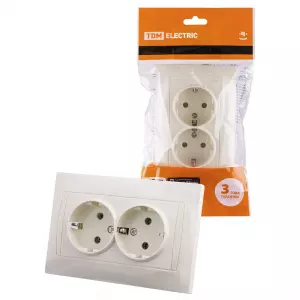 ЭЛМАКС - Розетка двойная 2П+З 16А 250В сл. кость "Лама" TDM элмакс, электротехника, кабель, светотехника, elmax.pro
