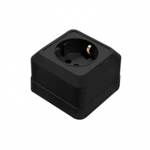 Розетка одинарная с заземлением BOLLETO черная накладная 7028B IN HOME