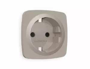 ЭЛМАКС - Лицевая панель OMEGA (Серо-бежевый матовый) для электрической розетки с заземлением со шторками QUAN элмакс, электротехника, кабель, светотехника, elmax.pro