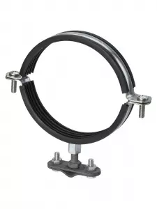 Держатель хомут с резиновым уплотнением Ø112-117 мм, для прута Ø6-10 мм, стал. зажим, термодиф. TDM
