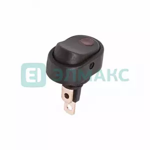 ЭЛМАКС - Выключатель клавишный 12V 30А (3с) ON-OFF черный ОВАЛ с красной подсветкой (RWB-523, ASW-20D-2) RE элмакс, электротехника, кабель, светотехника, elmax.pro