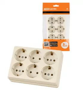 ЭЛМАКС - Розетка шестиместная 2П+3 открытой установки IP20 16A сл.кость "Ладога" TDM элмакс, электротехника, кабель, светотехника, elmax.pro