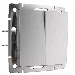 ЭЛМАКС - W1120009/ Выключатель двухклавишный (cеребряный рифленый) элмакс, электротехника, кабель, светотехника, elmax.pro