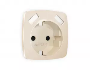 ЭЛМАКС - Лицевая панель OMEGA (Бежевый глянец) для электрической розетки с заземлением со шторками 2USB тип A элмакс, электротехника, кабель, светотехника, elmax.pro