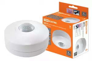 ЭЛМАКС - Датчик движения потолочный ДДП-03 1200Вт, 10-900с, 6м , 3+Лк, 120(сбоку)+360(сверху)гр IP33, TDM элмакс, электротехника, кабель, светотехника, elmax.pro