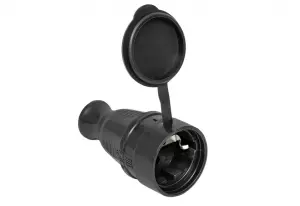 ЭЛМАКС - Розетка переносная с защитной крышкой каучуковая 230В 2P+PE 16A IP44 EKF элмакс, электротехника, кабель, светотехника, elmax.pro