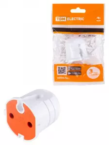 ЭЛМАКС - Кабельная розетка б/з белая с красной вставкой 10А 250B белая TDM элмакс, электротехника, кабель, светотехника, elmax.pro