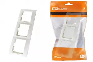 ЭЛМАКС - Рамка 3-х постовая горизонтальная белая "Таймыр" TDM элмакс, электротехника, кабель, светотехника, elmax.pro