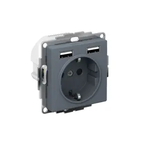 ЭЛМАКС - ATLASDESIGN РОЗЕТКА 16А c 2 USB A+A, 5В/2,4А, 2х5В/1,2А, механизм, ГРИФЕЛЬ элмакс, электротехника, кабель, светотехника, elmax.pro