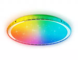 ЭЛМАКС - Светодиодный светильник c подсветкой RGB FF501 CH хром 60W 3000-6400K D400*70 (ПДУ ИК) элмакс, электротехника, кабель, светотехника, elmax.pro