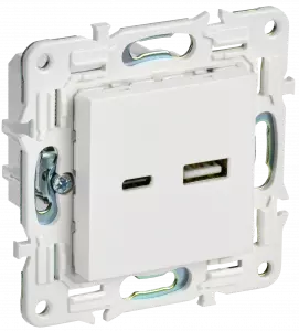 ЭЛМАКС - SKANDY Роз. USB A+C 3,1А SK-R14W арк. бел. IEK элмакс, электротехника, кабель, светотехника, elmax.pro