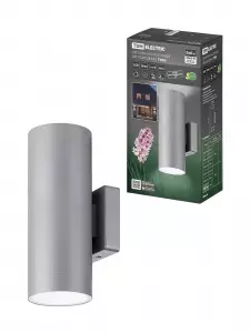 Светильник настенный LED, Тубо, 2х6 Вт, 4000 К, H252 мм, алюм./сер., вверх/вниз, IP65, TDM Светильник настенный LED, Тубо, 2х6 Вт, 4000 К, H252 мм, алюм./сер., вверх/вниз, IP65, TDM