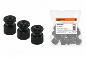 ЭЛМАКС - Керамический изолятор для ретро провода черный (10шт) TDM элмакс, электротехника, кабель, светотехника, elmax.pro