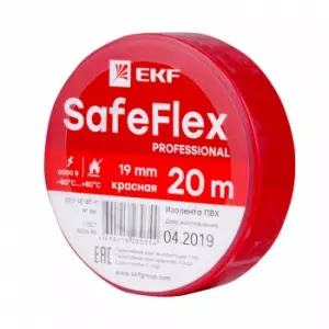 ЭЛМАКС - Изолента ПВХ красная 19мм 20м серии SafeFlex элмакс, электротехника, кабель, светотехника, elmax.pro