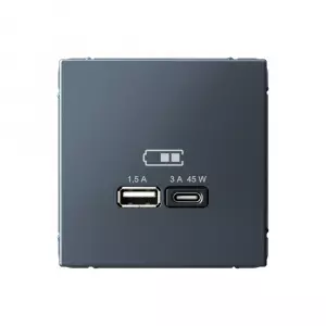 ЭЛМАКС - ARTGALLERY USB РОЗЕТКА A + тип-C 45Вт высокоскор.заряд. QC, PD, механизм, ГРИФЕЛЬ элмакс, электротехника, кабель, светотехника, elmax.pro