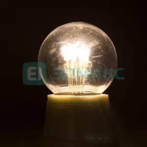 ЭЛМАКС - Лампа шар e27 6 LED Ø45мм - ТЕПЛЫЙ БЕЛЫЙ, прозрачная колба, эффект лампы накаливания элмакс, электротехника, кабель, светотехника, elmax.pro
