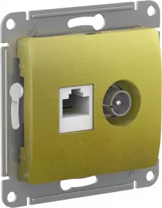 GLOSSA РОЗЕТКА двойная ТВ + компьютерная RJ45, кат. 5Е, механизм, ФИСТАШКОВЫЙ