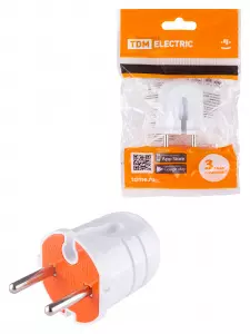 ЭЛМАКС - Вилка б/з белая с красной вставкой 10А 250В TDM элмакс, электротехника, кабель, светотехника, elmax.pro