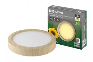 ЭЛМАКС - Светильник накладной светодиодный круг "Даунлайт" СПО (сосна) 18 Вт 225*32 мм 3000К TDM элмакс, электротехника, кабель, светотехника, elmax.pro