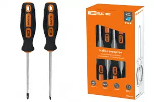 ЭЛМАКС - Набор отверток 6 шт.: SL:3х75;5х100;6х100, PH:0х75;1х100;2х100 (карт. коробка), CR-V "Алмаз" TDM элмакс, электротехника, кабель, светотехника, elmax.pro