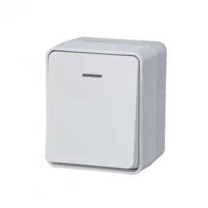 ЭЛМАКС - AtlasDesign PROFI IP54 О/У 1-клавишный ВЫКЛЮЧАТЕЛЬ с подсветкой 10 АХ, БЕЛЫЙ элмакс, электротехника, кабель, светотехника, elmax.pro