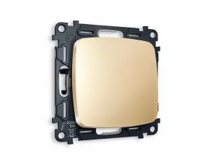 ЭЛМАКС - Комплект механизма 1-клавишного перекрестного выключателя OMEGA MO601030 Шампань 10A-250V QUANT (OP6 элмакс, электротехника, кабель, светотехника, elmax.pro