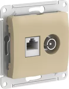 GLOSSA РОЗЕТКА двойная ТВ + компьютерная RJ45, кат. 5Е, механизм, ТИТАН