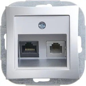 ЭЛМАКС - ДУЭТ РОЗЕТКА двойная RJ11+RJ45, кат.5E, механизм, БЕЛЫЙ элмакс, электротехника, кабель, светотехника, elmax.pro