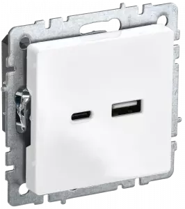 ЭЛМАКС - BRITE Роз. USB A+C 18Вт РЮ11-1-БрБ бел. IEK элмакс, электротехника, кабель, светотехника, elmax.pro