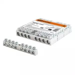 ЭЛМАКС - Шина "N" нулевая 6х9мм 8/1 (8 групп/крепеж по центру) никелированная TDM элмакс, электротехника, кабель, светотехника, elmax.pro