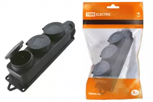 ЭЛМАКС - Розетка трехместная с заглушкой каучук 2Р+РЕ 16А 250В IP44 TDM элмакс, электротехника, кабель, светотехника, elmax.pro