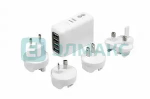 ЭЛМАКС - Адаптер сетевой "Путешественник" на 4 USB белый REXANT элмакс, электротехника, кабель, светотехника, elmax.pro