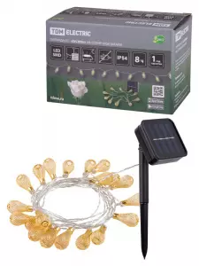 ЭЛМАКС - Гирлянда ССГ "Бусины" на солнечной батарее, 4 м, 20 LED, желтый, IP54, TDM элмакс, электротехника, кабель, светотехника, elmax.pro