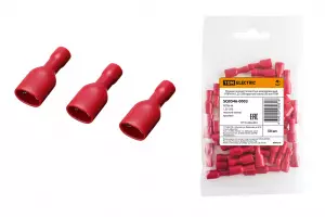 ЭЛМАКС - Разъем плоский полностью изолированный РППИ-М 1,25-250 красный (мама) (50 шт) TDM элмакс, электротехника, кабель, светотехника, elmax.pro