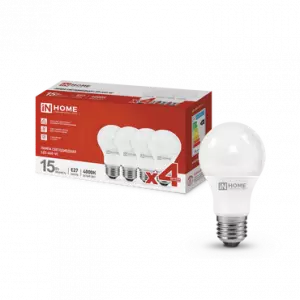 ЭЛМАКС - Лампа светодиодная LED-A60-VC 4PACK 15Вт 230В Е27 4000К 1430Лм (4шт./упак) IN HOME элмакс, электротехника, кабель, светотехника, elmax.pro