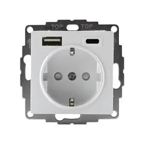 ЭЛМАКС - ATLASDESIGN РОЗЕТКА 16А с 2 USB A+C, 5В/2,4А/3,0А, 2х5В/1,5А, механизм, БЕЛЫЙ элмакс, электротехника, кабель, светотехника, elmax.pro