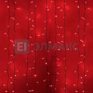 Гирлянда "Светодиодный Дождь" 2х3м, постоянное свечение, белый провод, 230 В, диоды КРАСНЫЕ, 760 LED
