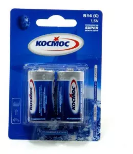 Батарейка солевая КОСМОС R14 (C) 1.5В (Средний Бочонок)
