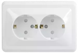РСш12-3-ВБ Розетка 2местн. с з/к c защ.штор. 16А ВЕГА (белый) IEK