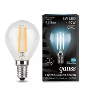 ЭЛМАКС - Лампа Gauss LED Filament Globe E14 5W 4100K 1/10/50 элмакс, электротехника, кабель, светотехника, elmax.pro