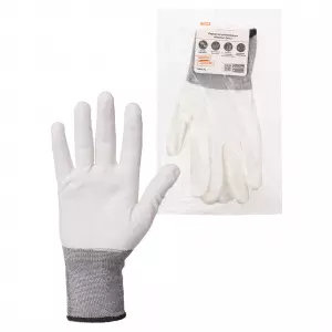 Перчатки полиамидные "Контакт-Сенс", полиуретановое покрытие, 10, 15 кл., 32-34 г, 1 пара, TDM