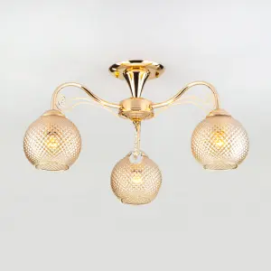 ЭЛМАКС - Потолочная люстра со стеклянными плафонами 30139/3 золото элмакс, электротехника, кабель, светотехника, elmax.pro